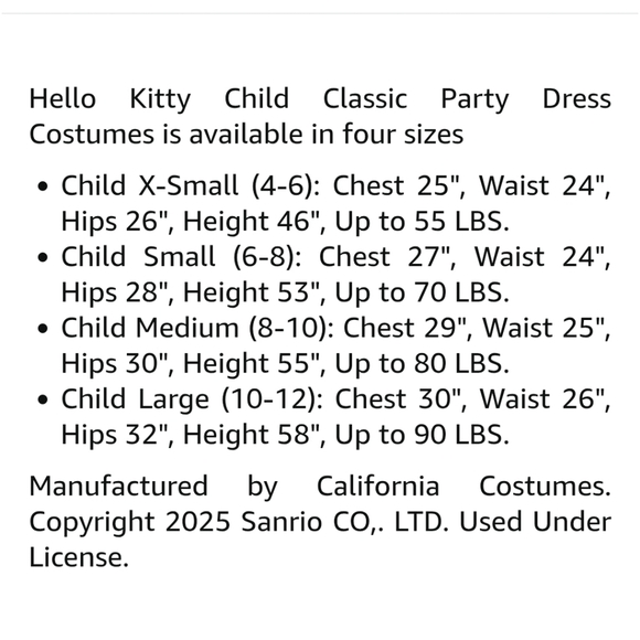 Hello Kitty Kids Costume with Red Bow and White Dress - Picture 8 of 8